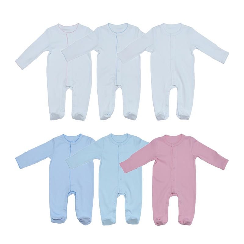 Picot Trim New Born Born Oper Outfits Babies Oneie Romper Set