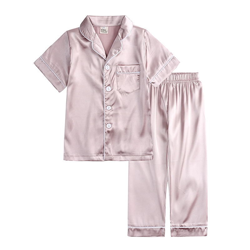 شعار مخصص Satin Kids ‘Pajamas مجموعة ألوان متعددة متوفرة